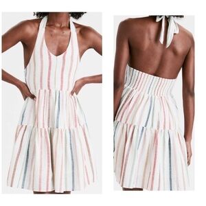 American Eagle | Halter Smocked Tiered Dress Stripe XS
